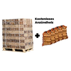 Ganze Palette Holzbriketts + 5 Säcke Anzündholz gratis 
