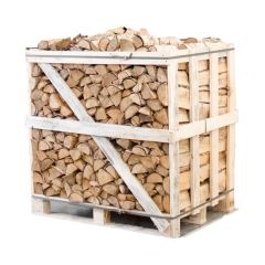 Halbe Palette ofengetrocknetes, gespaltenes Birken-Kaminholz, 25 cm
